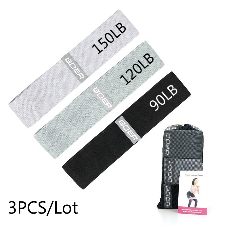 Yoga Fitness Resistance Band - 3 adet kadın erkek kumaş direnç