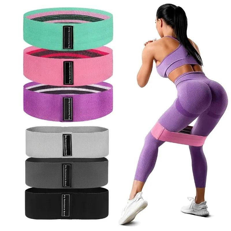 Yoga Fitness Resistance Band - 3 adet kumaş dirençli kalça bandı